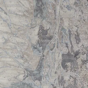 10' X 14' Gray Tan And Blue Abstract Hand Tufted Distressed Area Rug