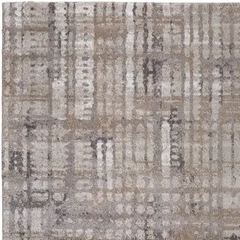 10' X 13' Brown Tan And Ivory Abstract Distressed Area Rug