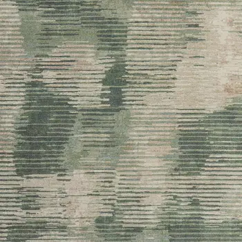 10' X 13' Green Ivory And Brown Abstract Distressed Area Rug