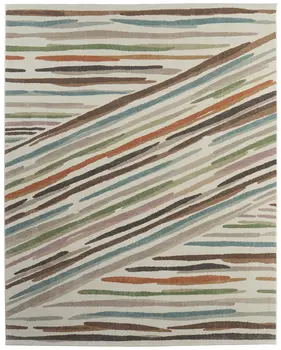10' X 13' Ivory Brown And Blue Abstract Area Rug