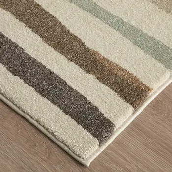10' X 13' Ivory Brown And Blue Abstract Area Rug