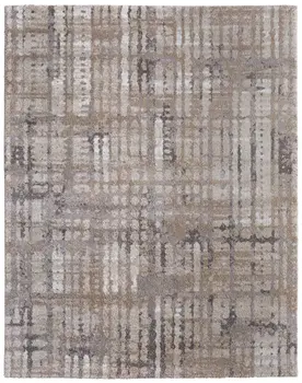 12' X 15' Brown Tan And Ivory Abstract Distressed Area Rug