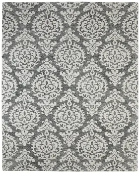 12' X 15' Gray Ivory And Black Floral Hand Tufted Area Rug