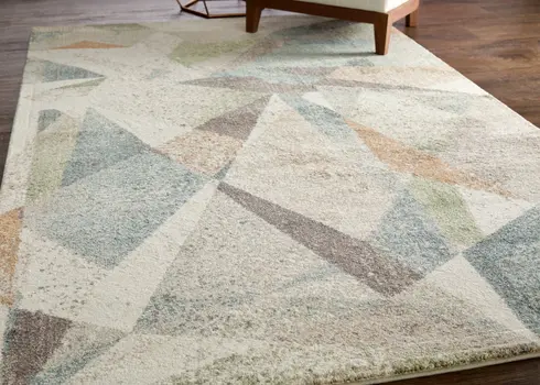 12' X 15' Ivory Blue And Green Checkered Area Rug