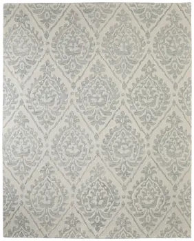 12' X 15' Ivory And Gray Floral Hand Tufted Area Rug