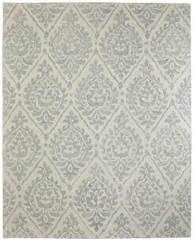 12' X 15' Ivory And Gray Floral Hand Tufted Area Rug