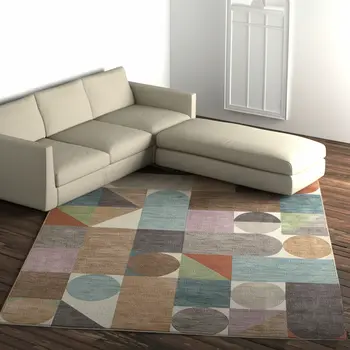 12' X 15' Ivory Brown And Blue Checkered Area Rug