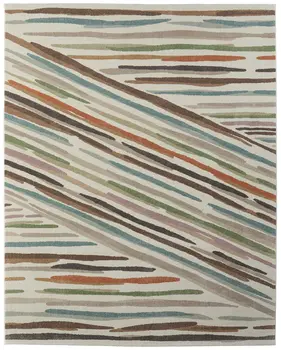 12' X 15' Ivory Brown And Blue Abstract Area Rug