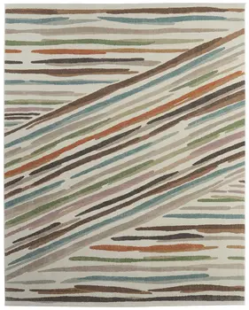 12' X 15' Ivory Brown And Blue Abstract Area Rug