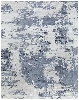 12' X 15' Blue And Ivory Abstract Hand Tufted Area Rug