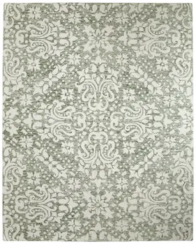 12' X 15' Ivory And Green Floral Hand Tufted Area Rug