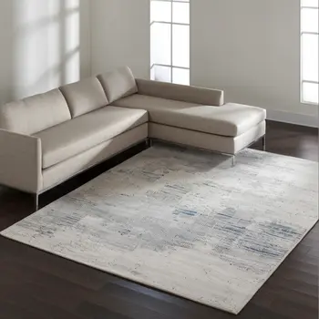 12' X 15' Gray Taupe And Blue Abstract Hand Tufted Area Rug