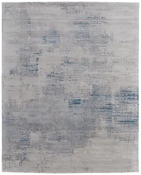 12' X 15' Gray Taupe And Blue Abstract Hand Tufted Area Rug