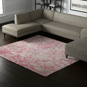 12' X 15' Pink Gray And Taupe Abstract Area Rug