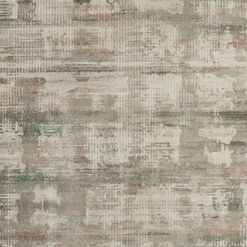 12' X 15' Ivory Gray And Green Abstract Distressed Area Rug