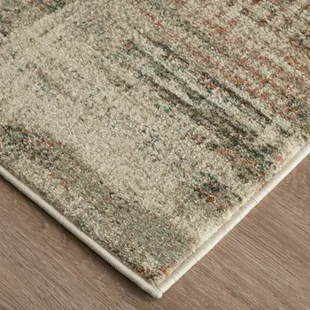 12' X 15' Ivory Gray And Green Abstract Distressed Area Rug