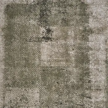 12' X 15' Green And Tan Abstract Distressed Area Rug