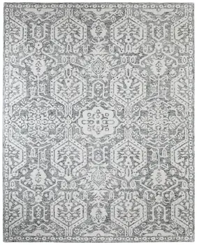 12' X 15' Gray And White Geometric Hand Tufted Area Rug