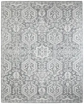 12' X 15' Gray And White Geometric Hand Tufted Area Rug