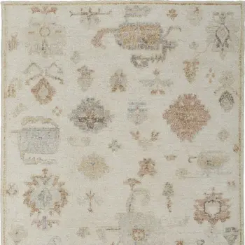 12' X 15' Ivory Orange And Gray Wool Floral Hand Knotted Area Rug