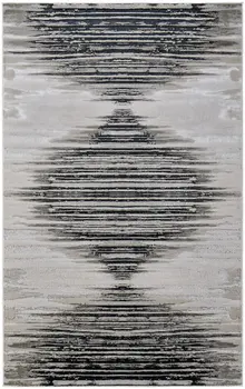 12' X 18' Black Silver And Taupe Geometric Area Rug