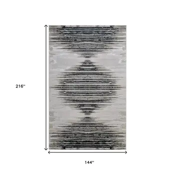 12' X 18' Black Silver And Taupe Geometric Area Rug