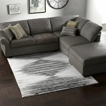 12' X 18' Black Silver And Taupe Geometric Area Rug