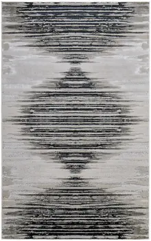 12' X 18' Black Silver And Taupe Geometric Area Rug