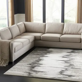 12' X 18' Gray Taupe And Ivory Abstract Area Rug
