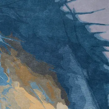 2' X 3' Blue Gold And Gray Abstract Hand Tufted Area Rug