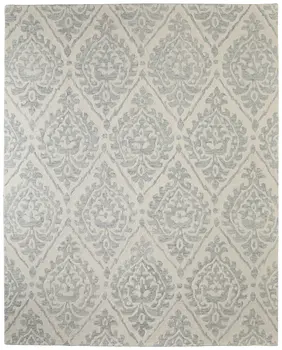 2' X 3' Ivory And Gray Floral Hand Tufted Area Rug