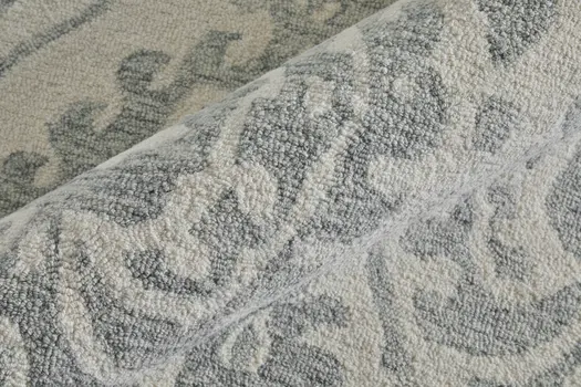2' X 3' Ivory And Gray Floral Hand Tufted Area Rug
