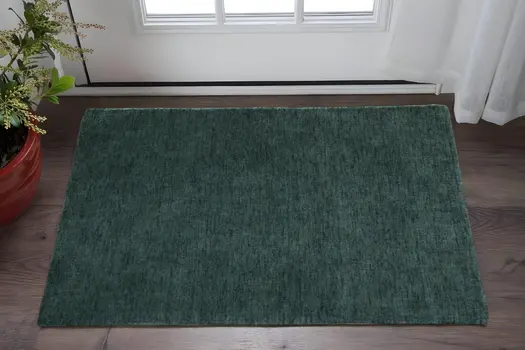 2' X 3' Green Hand Woven Area Rug