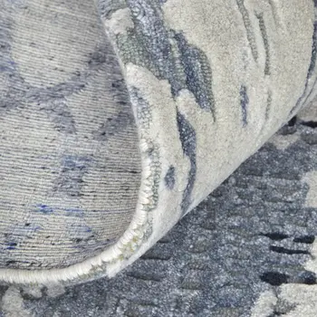 2' X 3' Blue And Ivory Abstract Hand Tufted Area Rug
