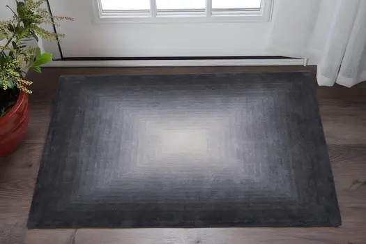 2' X 3' Black White And Gray Abstract Hand Tufted Area Rug