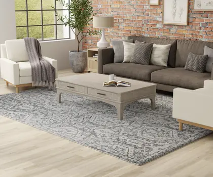 2' X 3' Gray And White Geometric Hand Tufted Area Rug