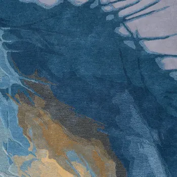 4' X 6' Blue Gold And Gray Abstract Hand Tufted Area Rug