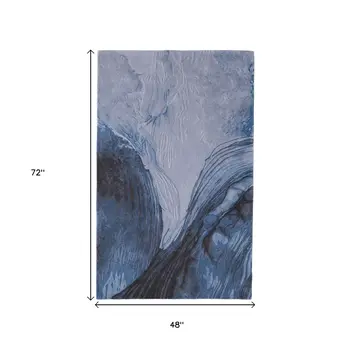 4' X 6' Blue Black And Gray Abstract Hand Tufted Area Rug