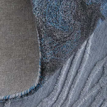 4' X 6' Blue Black And Gray Abstract Hand Tufted Area Rug