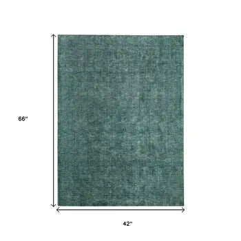 4' X 6' Green And White Hand Woven Area Rug