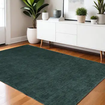 4' X 6' Green Hand Woven Area Rug