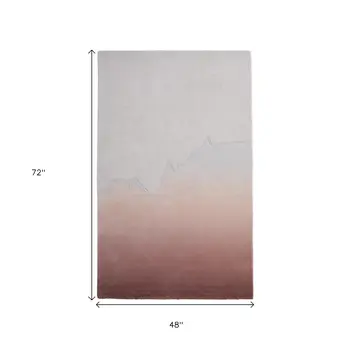 4' X 6' Pink And Ivory Ombre Hand Tufted Area Rug