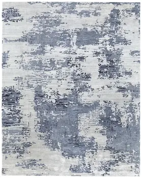 4' X 6' Blue And Ivory Abstract Hand Tufted Area Rug