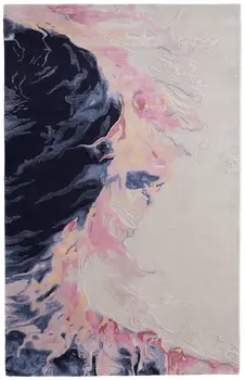 4' X 6' Pink Blue And Ivory Abstract Hand Tufted Area Rug