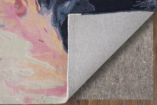 4' X 6' Pink Blue And Ivory Abstract Hand Tufted Area Rug