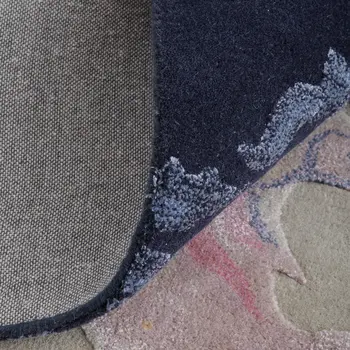 4' X 6' Pink Blue And Ivory Abstract Hand Tufted Area Rug
