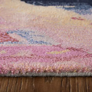 4' X 6' Pink Blue And Ivory Abstract Hand Tufted Area Rug