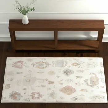 4' X 6' Ivory Orange And Gray Wool Floral Hand Knotted Area Rug