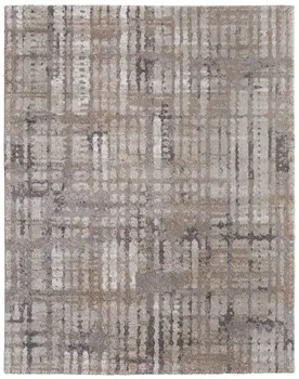 5' X 8' Brown Tan And Ivory Abstract Distressed Area Rug