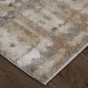 5' X 8' Brown Tan And Ivory Abstract Distressed Area Rug
